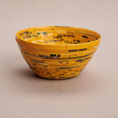 Small decorative bowl made of recycled paper "Njinja" - Yellow