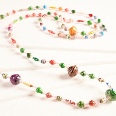 Hippie necklace made of paper beads "Katogo Africa"