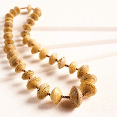 Elegant necklace with paper beads "Jarara" - beige