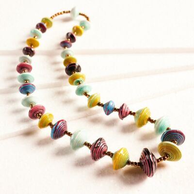 Elegant necklace with paper beads "Jarara" - multi-coloured