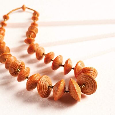 Elegant necklace with paper beads "Jarara" - Orange