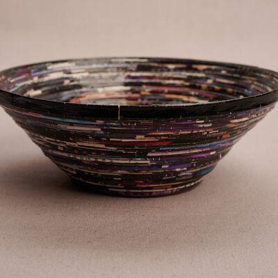 Large decorative bowl made of recycled paper "Kireka" - dark colour