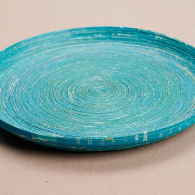Large decorative tray made of recycled paper "Kampala L" - Blue