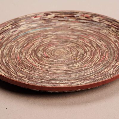 Large decorative tray made of recycled paper "Kampala L" - Brown