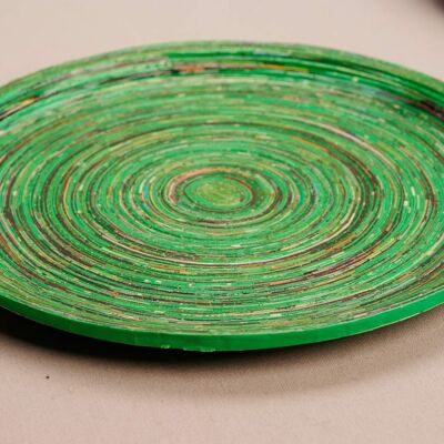 Large decorative tray made of recycled paper "Kampala L" - Green