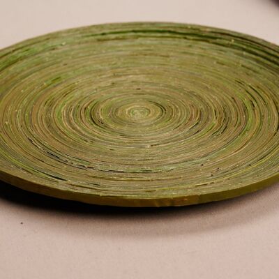 Großes Dekotablett aus Recyclingpapier "Kampala L" - Olivegrün
