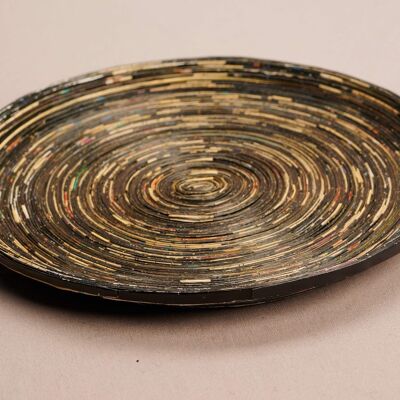 Large decorative tray made of recycled paper "Kampala L" - dark tones