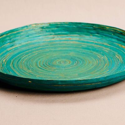Large decorative tray made of recycled paper "Kampala L" - Turquoise