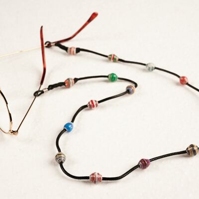 Upcycling glasses strap made of paper beads "Victoria" - With rubber loop