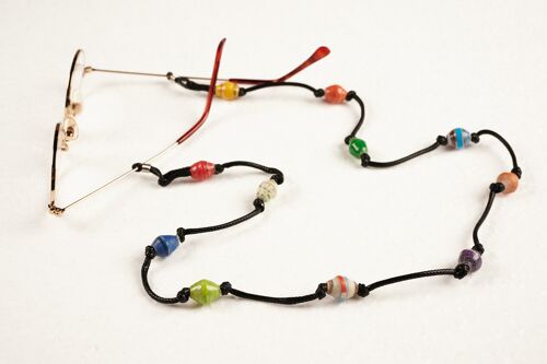 Upcycling Brillenband aus Papierperlen "Victoria" - Mit Gummischlaufe & Knoten