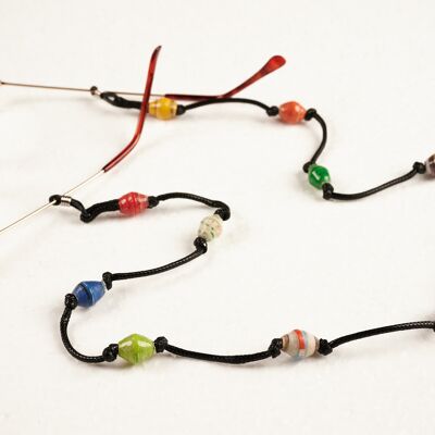 Upcycling glasses strap made of paper beads "Victoria" - With rubber loop & knot