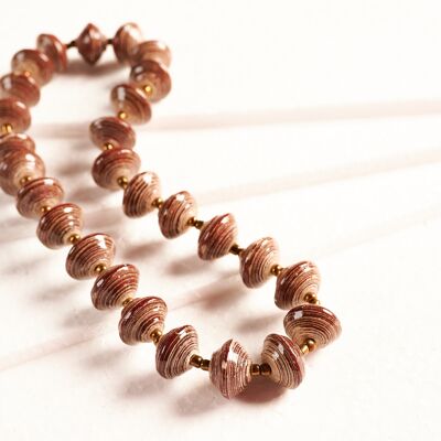 Paper Bead Necklace "Acholi Shorty" - Brown