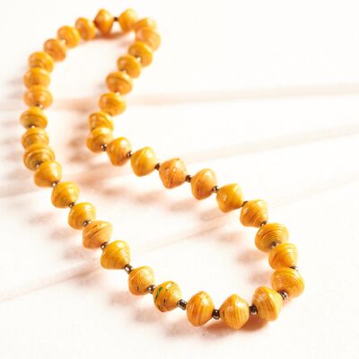 Paper Bead Necklace "Acholi Shorty" - Yellow