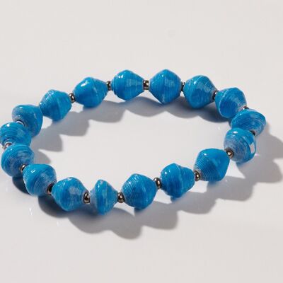 Bracelet Perles Papier "Afrique 1 Rang" - Bleu