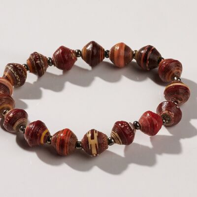 Paper Bead Bracelet "Africa 1 Row" - Brown