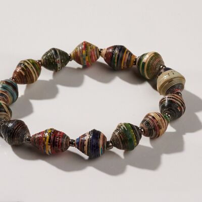 Paper Bead Bracelet "Africa 1 Row" - Dark Multicolored