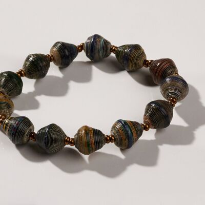 Paper Bead Bracelet "Africa 1 Row" - Black