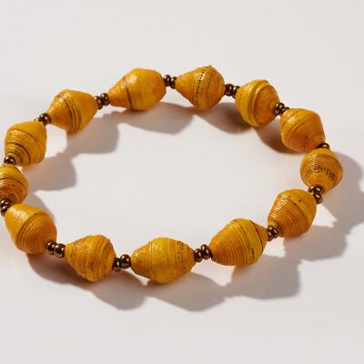 Paper Bead Bracelet "Africa 1 Row" - Yellow