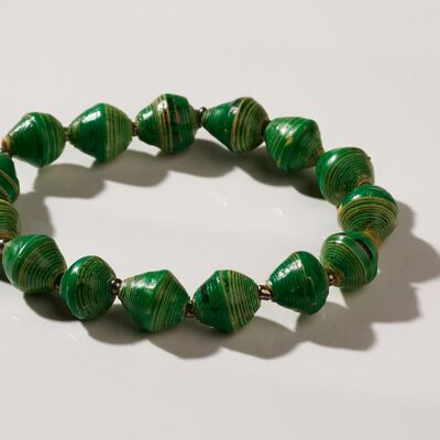 Paper Bead Bracelet "Africa 1 Row" - Green