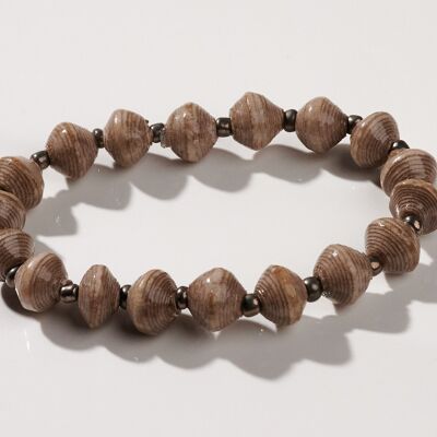 Bracelet Perles Papier "Afrique 1 Rang" - Gris