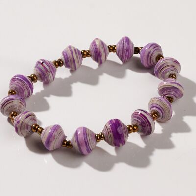 Bracelet Perles Papier "Afrique 1 Rang" - Violet