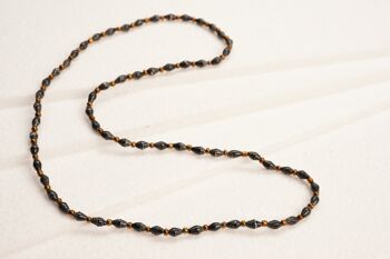 Collier long et fin avec perles en papier "Acholi Malaika" - marron 4