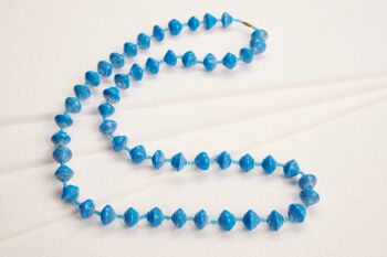 Sautoir Perles Papier "Acholi Coco" - Bleu 1
