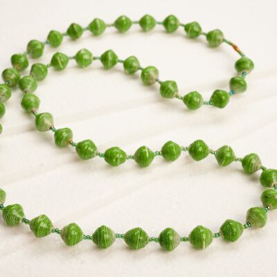 Collar Largo con Perlas de Papel "Acholi Coco" - Verde