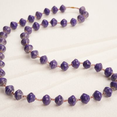 Collar Largo con Perlas de Papel "Acholi Coco" - Púrpura
