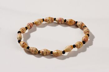 Bracelet perlé filigrane en papier recyclé "Acholi" - beige 1