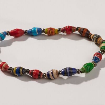 Filigree beaded bracelet made from recycled paper "Acholi" - colourful