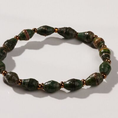 Filigree bead bracelet made of recycled paper "Acholi" - dark tones