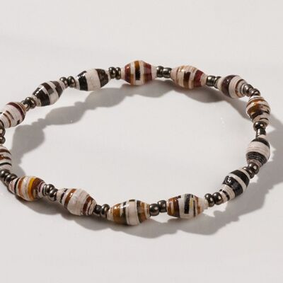 Filigree bead bracelet made of recycled paper "Acholi" - light tones