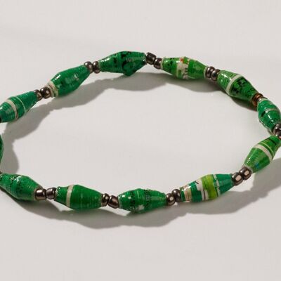 Filigree beaded bracelet made from recycled paper "Acholi" - Green