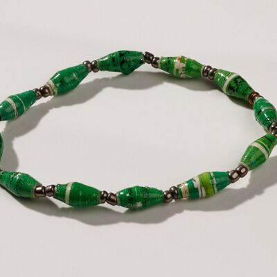 Bracciale con perline in filigrana in carta riciclata "Acholi" - Verde