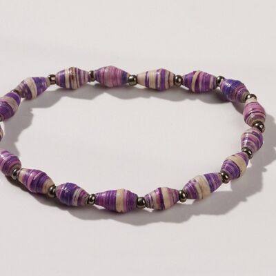 Bracelet perlé filigrane en papier recyclé "Acholi" - violet