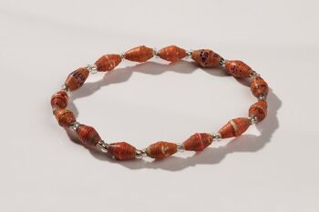Bracelet perlé filigrane en papier recyclé "Acholi" - Orange 1