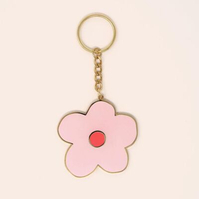 Porte-clés fleur rose