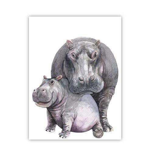 Poster Hippopotamus and baby