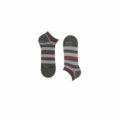 Summer Stripe Low Socks - Unisex - Color Olivine