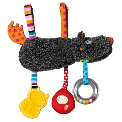 Awakening rattle, Hanging Activities, bell, rustling paper, squeaker, velcro, 22 cm. Collection You're Crazy Louloup !!!