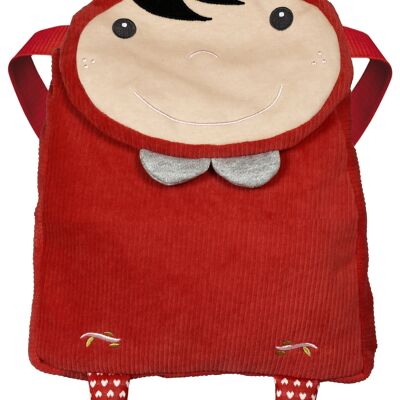 Zaino Chaperon Rouge, chiusura con velcro, spallacci regolabili, 35 cm, velluto di cotone, lavabile in lavatrice a 30°