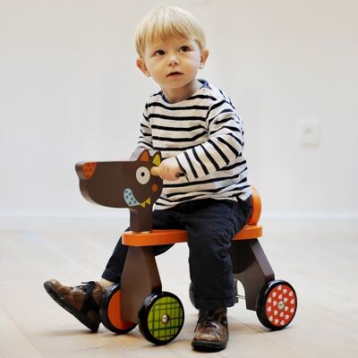 Wood Louloup ride-on From 12 months, sturdy and colorful. Wooden toy gift 1 year. in gift box.