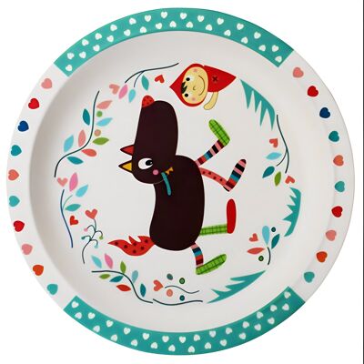 Matt melamine baby tableware, plate with wide rim, size 21 cm. machine washable. Collection You're Crazy Louloup !!!