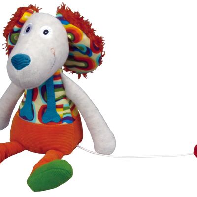 Antoine Le Chien musical soft toy. Melody: light my fire from The Doors. battery-free mechanism, With little book that tells the story. PEACE AND LOVE collection the Happy Farm