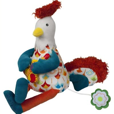 Peluche musicale meccanico Bob Le Coq melodia BOB DYLAN Soffia nel vento