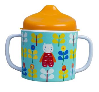 Mug mélamine géant avec 2 anses et couvercle anti fuite. Lavable machine. Hauteur 10,5 cm 4