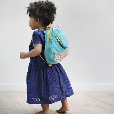 Children's backpack, zipper, H: 35 cm. Crocodile . Adjustable straps. label to write the name of the child. from 12 months