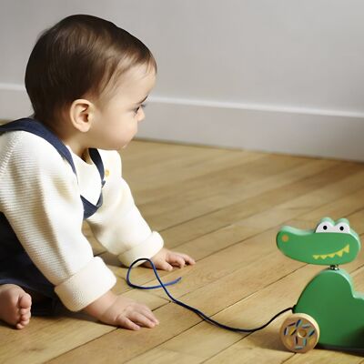 Crocodile Wooden Rolling Toy From 18 months. Sold in an open gift box. Height 23cm.