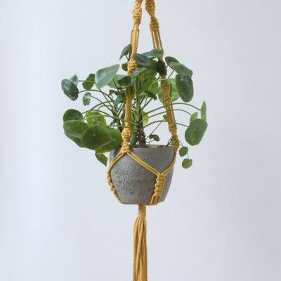 Macramé plantenhange geel